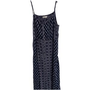 Abercrombie & Fitch Women's Floral Maxi Dress Spaghetti Strap Navy L Boho Flirty